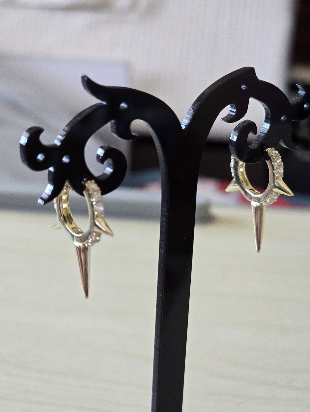 Sterling Silver Spikey Earrings With CZ
